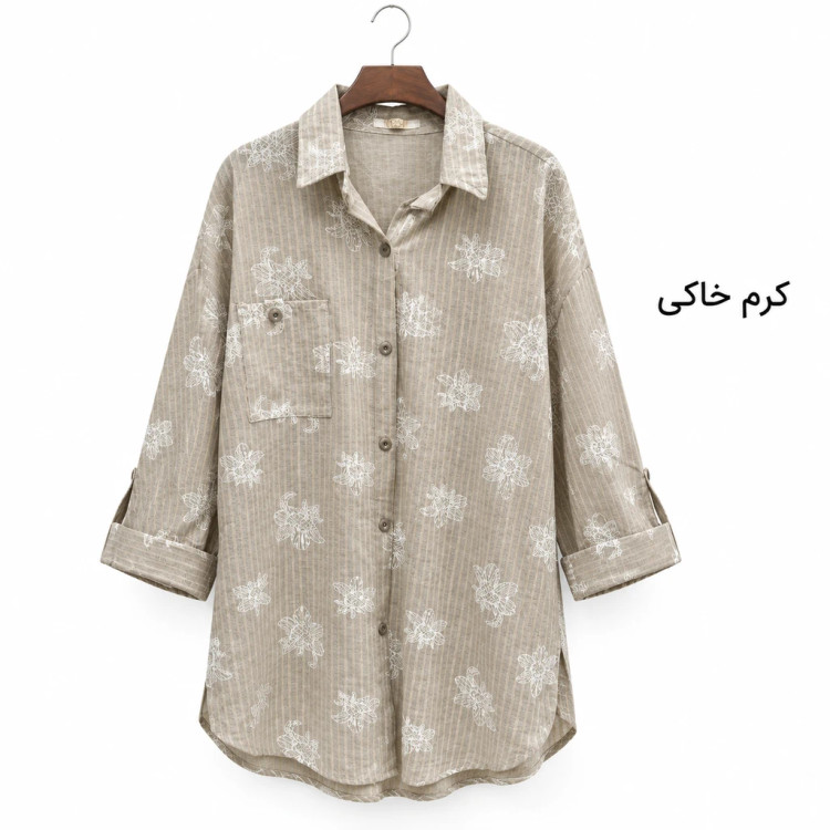 شومیز لنین راه راه گلدوزی دار