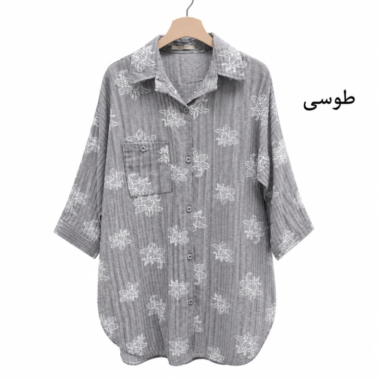 شومیز لنین راه راه گلدوزی دار